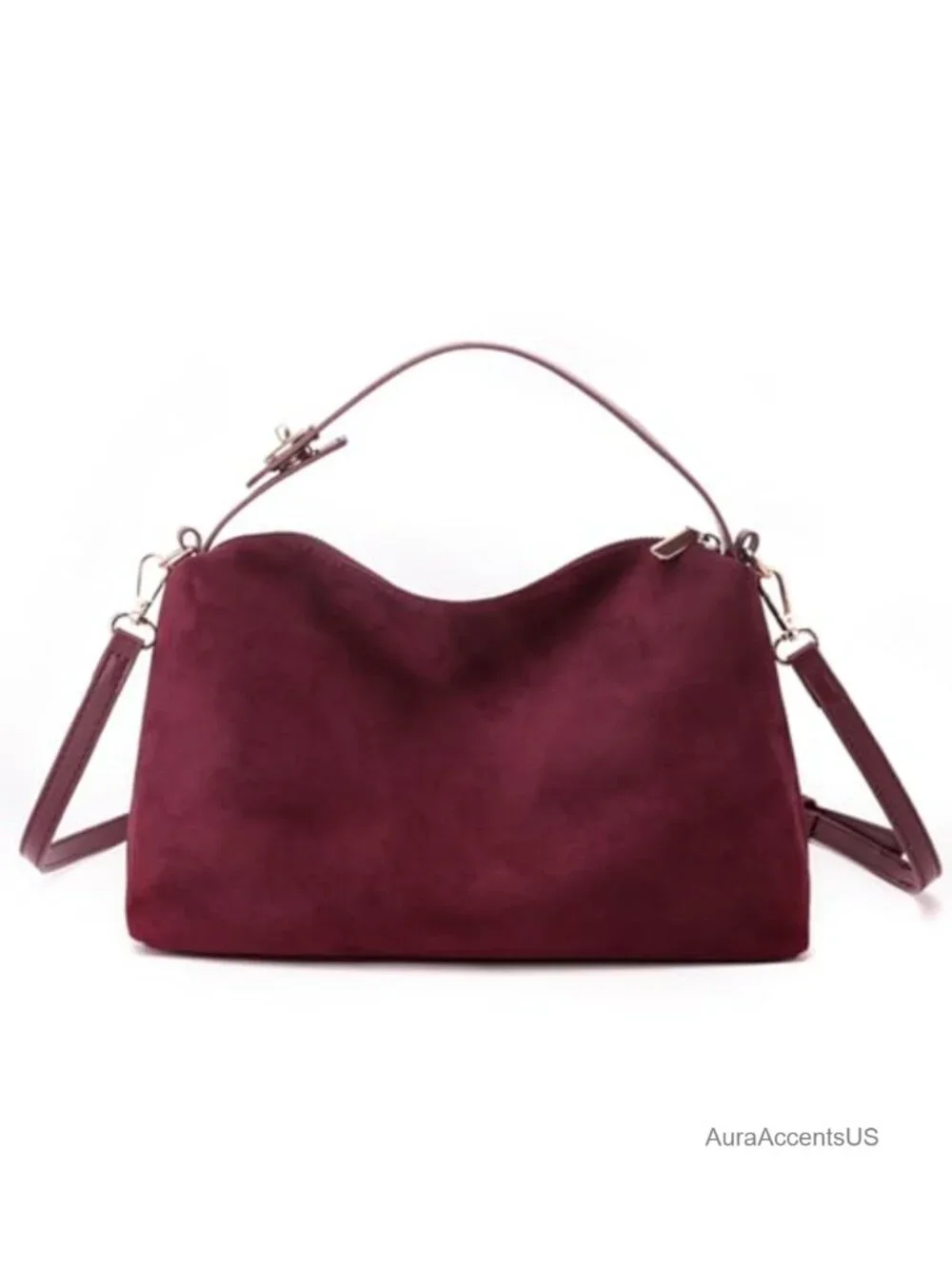 Slouchy Hobo Crossbody Bag Adjustable Strap Soft Suede Vegan Handbag